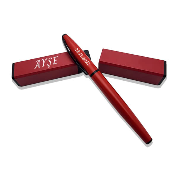 Kişiye Özel Kırmızı Metal Kutulu Roller Kalem